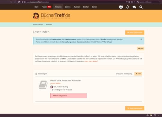 Leserunde erstellen Möglichkeiten Recherche - erste Absage vom Büchertreff