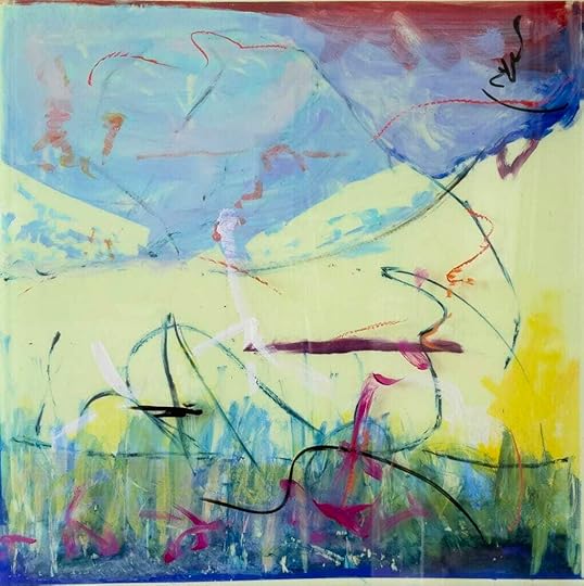 Garden, 2022, Acrylic resin panels, acrylic paint, oil stick, phosphorescent acrylic resin, 50 x 50 inch