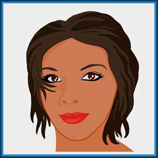 illustration of Jessica, short asymmetrical brown hair