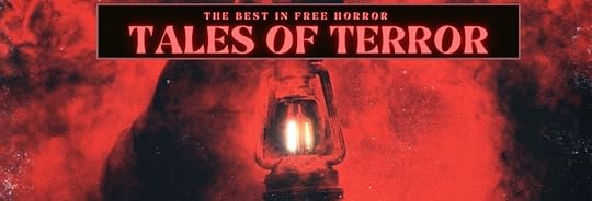 Red and black banner with a lantern burning in the middle. Tales of Terror promotion banner.