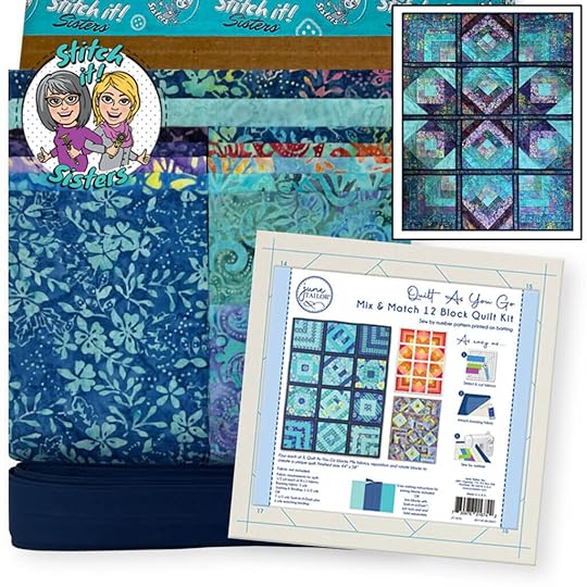 Exclusive Blue Batik Quilt As You Go Mix and Match 12 Block Quilt Bundle Box available at ShopNZP.com from Nancy Zieman Productions 01