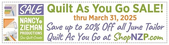 Save up to 20% Off all June Tailor Sew-On-The-Line and Quilt As You Go Products, including Caitlyn Crossbody Tote Bag Kit, available at ShopNZP.com from Nancy Zieman Productions through March 31, 2025!