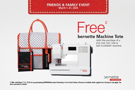 Receive FREE bernette Machine Tote with purchase of select bernette machines at ShopNZP.com from Nancy Zieman Productions