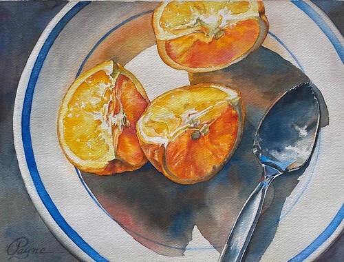 Lynell Payne, Morning Orange. From Central Florida Watercolor Society's Watercolor Showcase Exhibition, Celebrating 26 Years of Artistic Excellence and Education