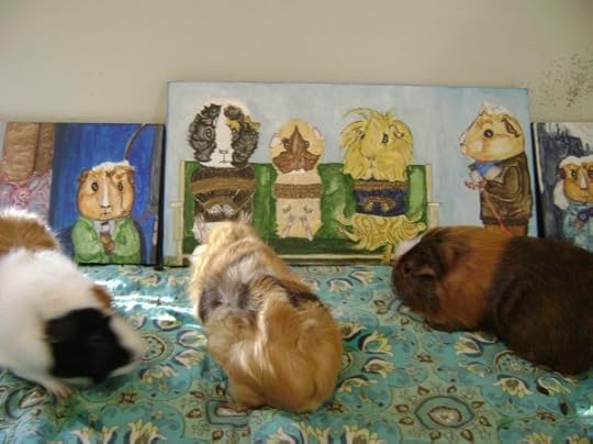Rachel E Smith guinea pig paintings and guinea pigs Horace, Ozma, and Peregrine
