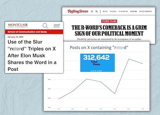 This image is a collage of screenshots from various media sources discussing the resurgence of the slur 