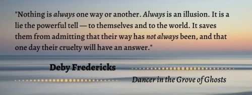 A misty sunrise over a calm sea. Text reads, 