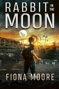 Rabbit in the Moon cover with a young person standing in a broken-down amusement park