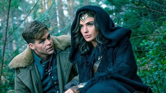 Chris Pine and Gal Gadot as Steve Trevor and Diana Prince in Wonder Woman (2017).