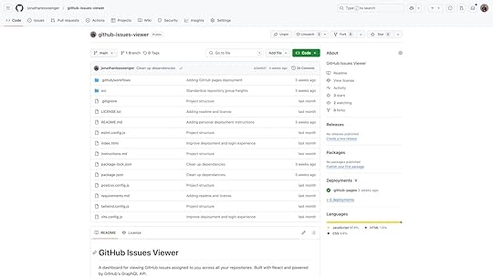 a GitHub repo for a GitHub Issues Viewer project