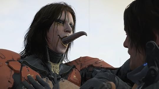 Death Stranding 2 on the beach trailer Troy baker as antagonist with weird tongue