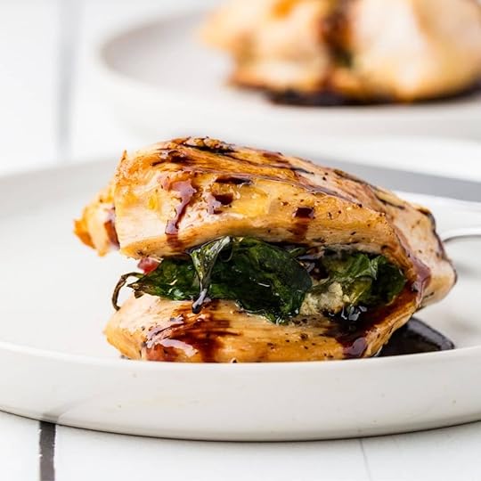 Close Up Of Spinach and Goat Cheese Chicken Breasts