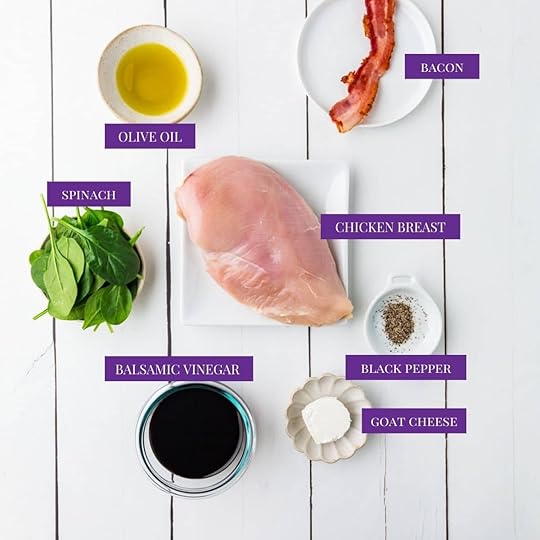 Close up of Spinach and Goat Cheese Chicken Breasts Ingredients