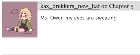 an ao3 comment reading ms owens my eyeballs are sweating