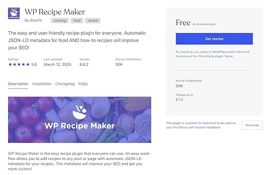 the WordPress.com plugin listing for WP Recipe Maker