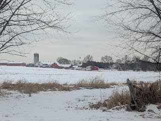 Farm building in snow