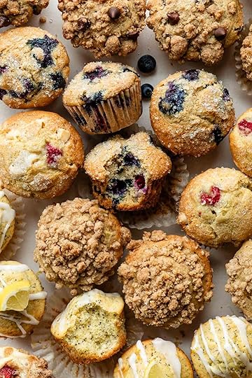 overhead photo of a variety of muffins.