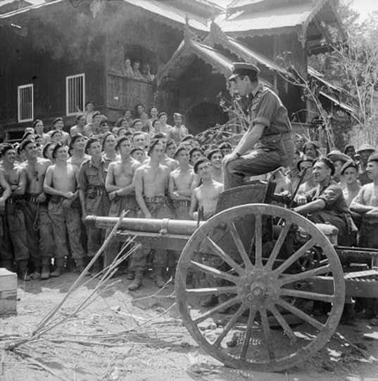 Adm. Lord Louis Mountbatten addressing men of British Royal Armoured Corps, Mandalay, Burma, 21 Mar 1945 (Imperial War Museum: SE 3484)