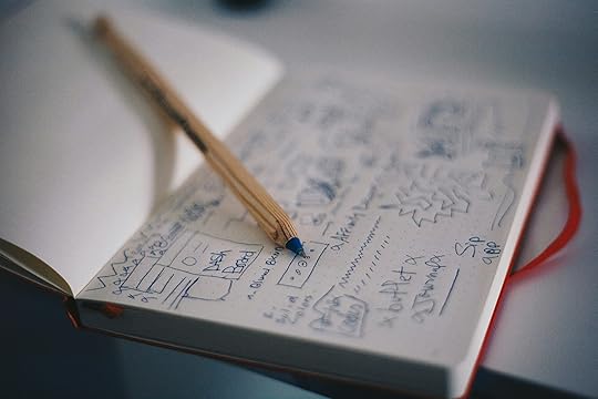 design sketches in a notebook