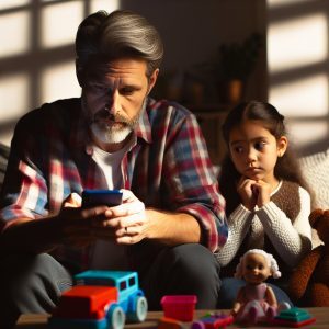 Parent stuck to his phone