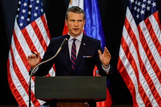 U.S. Defense Secretary Pete Hegseth holds a press conference