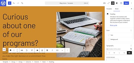 A screenshot of the WordPress editor and the interface