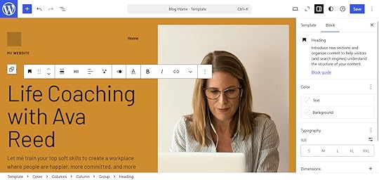 A preconfigured blog home template on WordPress.com