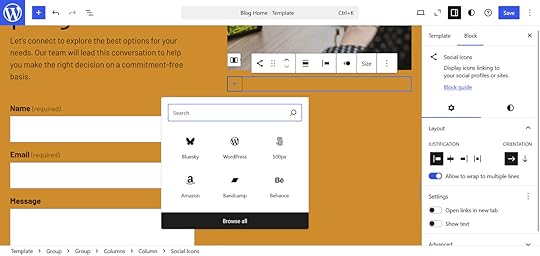 The Social Icons block on WordPress