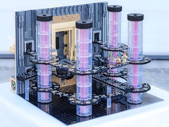 An above view of a custom LEGO Star Wars Duel of the Fates build.