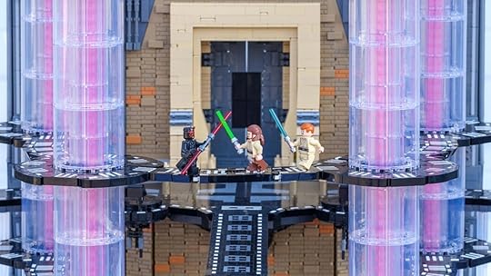 The Duel of the Fates from The Phantom Menace recreated in LEGO form.
