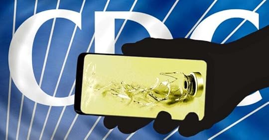 cdc logo and broken vaccine bottle
