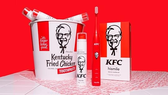 A bucket of KFC and other products for KFC Toothpaste and a toothbrush