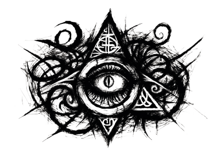 arcane symbols and a central eye illustration
