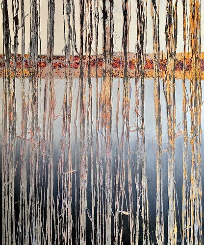 Edgeof_?_#4. 2023 Oil and Cold Wax Medium 56.5 x 46.5. From Artist Diane Stapleton’s new exhibit Epiphany: The Art of Sudden Inspiration!