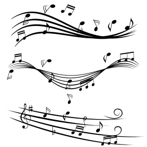 Music notes on curve staves (DepositPhoto)