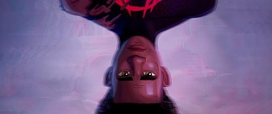 Upside down Miles Morales in Spider-Man: Beyond the Spider-Verse