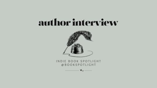 a banner with a grey background that reads 'author interview' over a graphic 