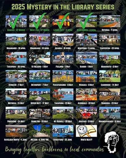 2025 Mystery in the Library series. Poster showing all the towns and cities involved.