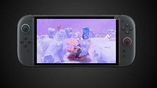 Nintendo Switch 2 front view with display on.