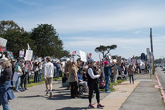 Hundreds of people protested in Monterey on Saturday, one of...