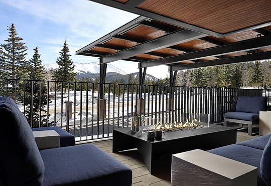 patio with fireplace at hotel alpenrock