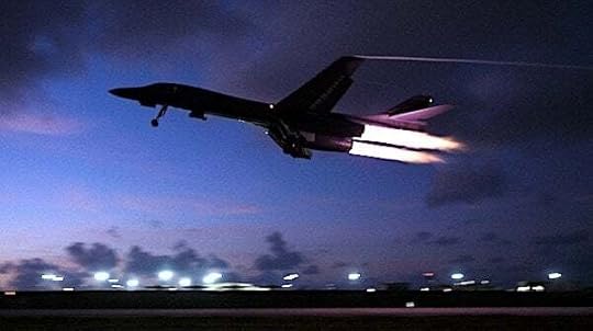 A B-1B Lancer assigned to the 34th Expeditionary Bomb Squadron, Ellsworth Air Force Base, South Dakota, takes off during a training mission in support of Bomber Task Force 25-1 at Andersen Air Force Base, Guam, Feb. 24, 2025. (U.S. Air Force photo by Tech. Sgt. Robert M. Trujillo)