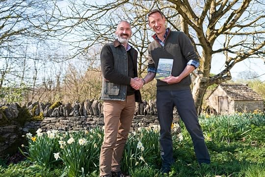 Author Gabriel Hemery (left) donates a signed copy of The Forest Guide Wales to The National Trust's new Woodland Library, received by Matt Stanway at Ebworth.