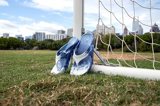 oka flip flops near soccer goal