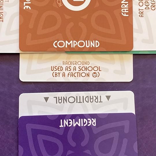 A close up of the Regiment card, now pulled out from beneath the original lore cluster stack of cards, with the 