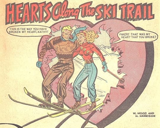 Splash panel from 'Hearts Along the Ski Trail' in A Moon, A Girl... Romance #11 (Jan-Feb 1950)