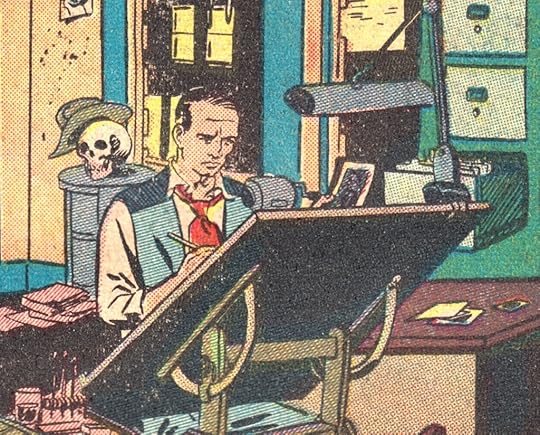 A self-portrait of Wally Wood - detail from a panel in 'Dream of Doom' from Weird Science #12 (May-June 1950)