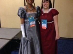 Erica Monroe and I took a turn about the hotel. Onlookers called us princesses.