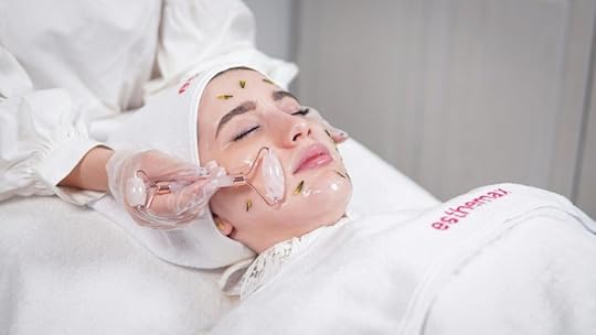 woman at spa using spa kit