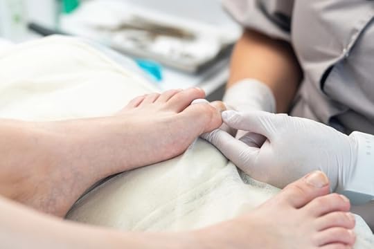 professional podiatry investigating foot for health